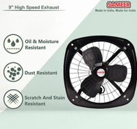 Sameer 230mm High Speed 3 Blade Black Exhaust Fan, Speed: 1350 rpm - 230mm