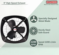 Sameer 230mm High Speed 3 Blade Black Exhaust Fan, Speed: 1350 rpm - 230mm