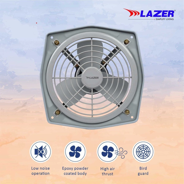 Lazer Oxygen Reversible 80W 2200rpm Grey 3 Blade Fresh Air Exhaust Fan - 225mm