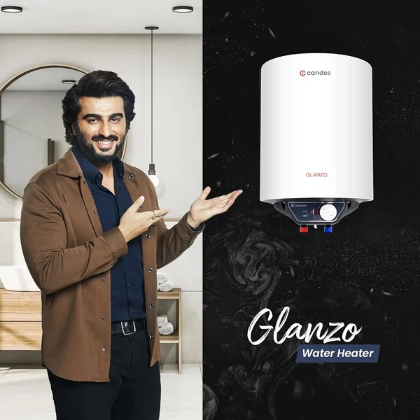 Candes Glanzo 2000W Metal White 5 Star Glass Line Automatic Storage Electric Water Heater - 25L