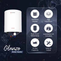 Candes Glanzo 2000W Metal White 5 Star Glass Line Automatic Storage Electric Water Heater - 25L