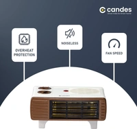 Candes Blow Hot 2000W ABS Plastic Brown & White All in One Silent Blower Fan Room Heater