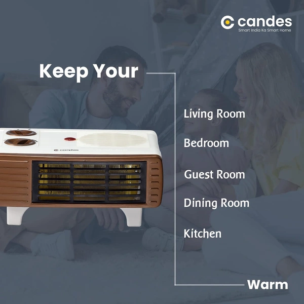 Candes Blow Hot 2000W ABS Plastic Brown & White All in One Silent Blower Fan Room Heater