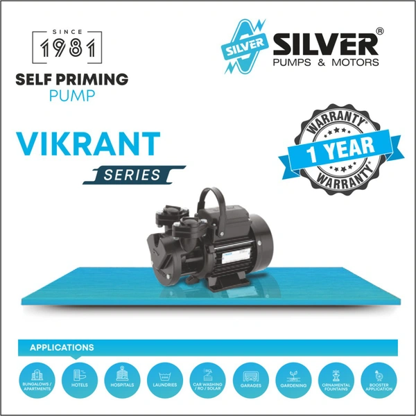 Silver Vikrant 50 Self Primming Water Pump Centrifugal Water Pump  - 0.5Hp, Multicolour