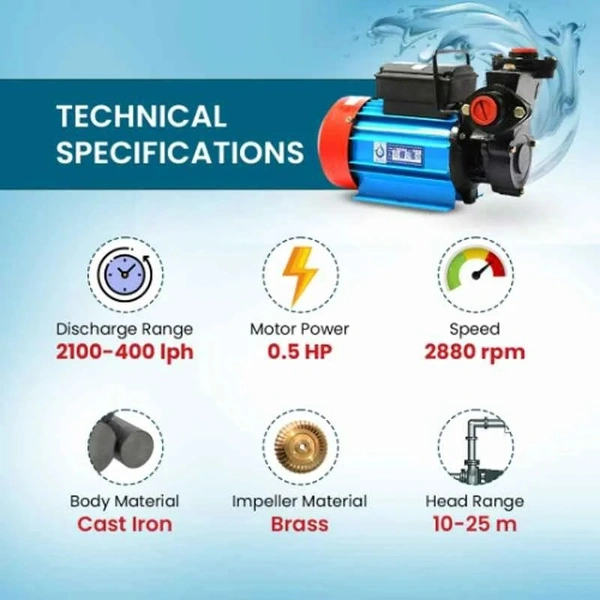 Sameer I-Flo 0.5HP Water Pump with 2 Year Warranty, Total Head: 82 ft - 0.5HP