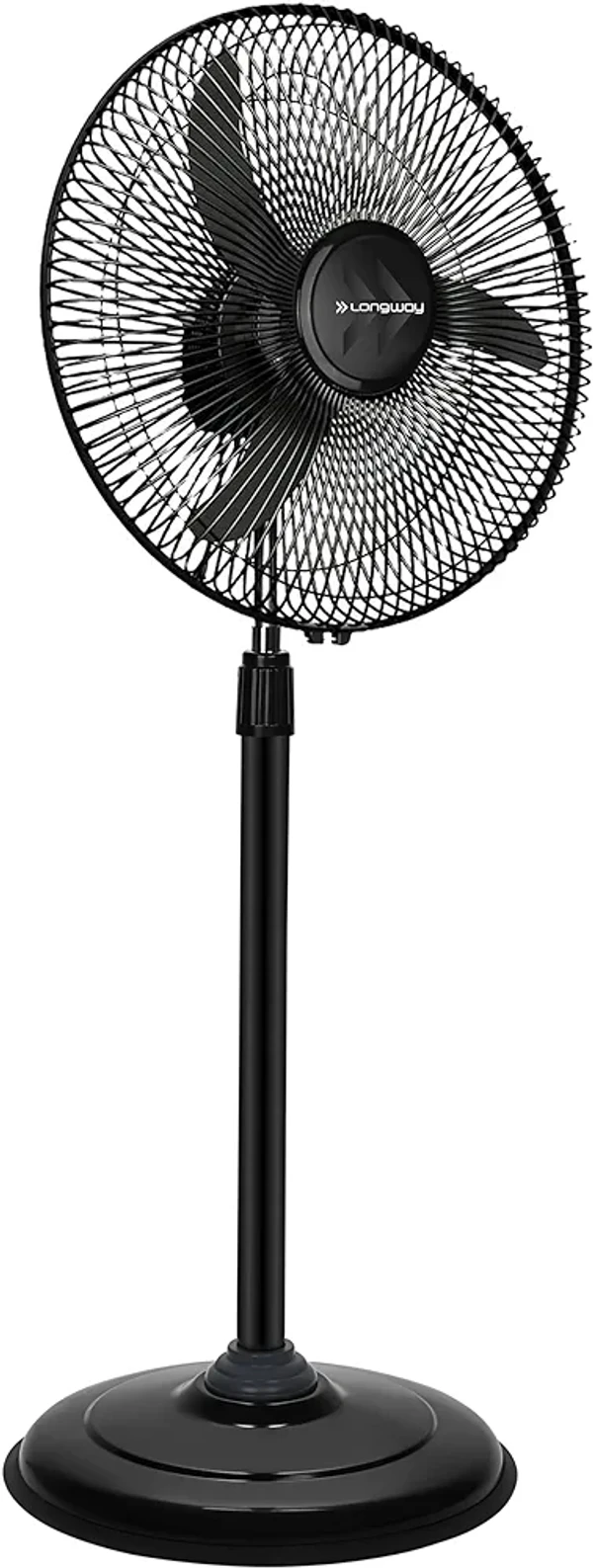 Longway Bolt 50W ABS Black 3 Blade Pedestal Fan, Sweep: 400 mm, DSQW-78688340 - Black, BOLT