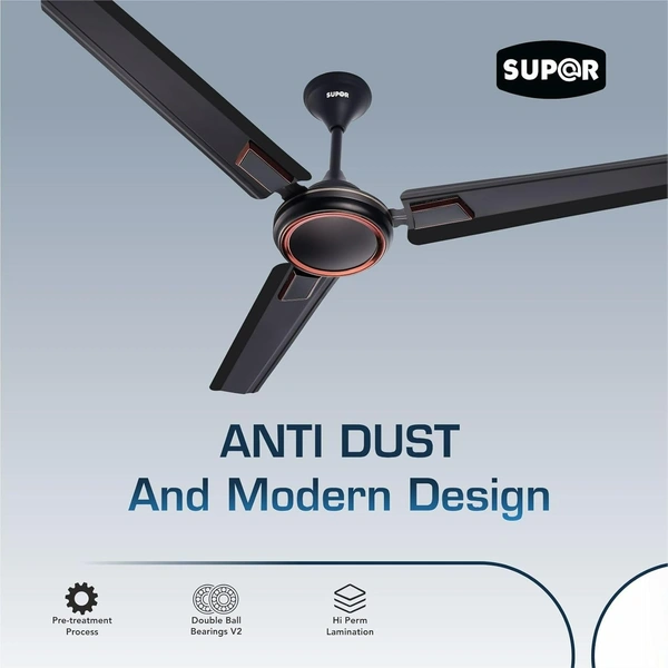 SUPER APPLIANCES  Super Appliances Ralph DLX 60W 400rpm Brown Smoke Ceiling Fan with 3 Blades, Sweep: 1200mm - Brown