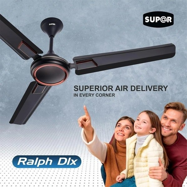 SUPER APPLIANCES  Super Appliances Ralph DLX 60W 400rpm Brown Smoke Ceiling Fan with 3 Blades, Sweep: 1200mm - Brown