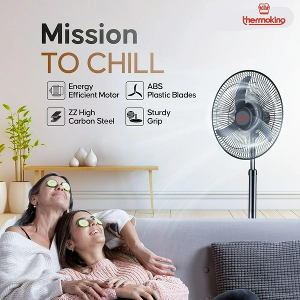Thermoking Bullet 95W 2200rpm Metal Black Pedestal Fan