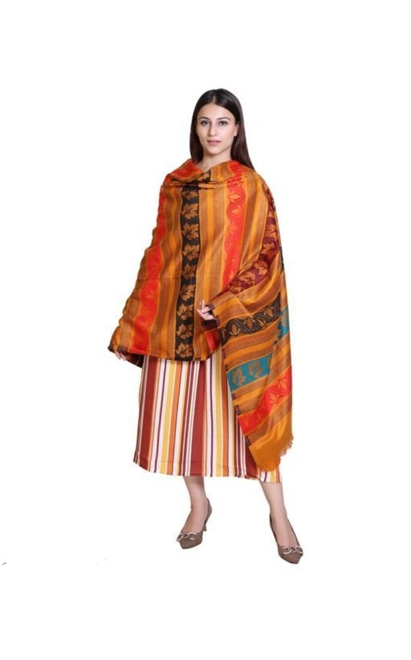 Snow Hills MULTICOLOUR WOOLLEN SHAWLS - Red, Free Size Approx 40"×80" Inches