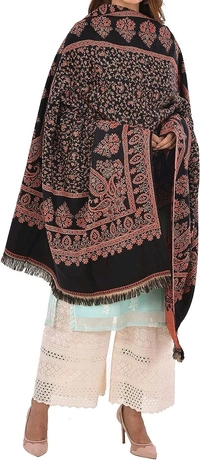 Nankana shawls Kashmiri Kaani Shawl For Wom - Black, 40"×80" Inches
