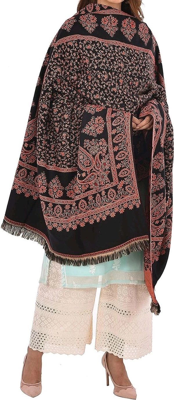 Nankana shawls Kashmiri Kaani Shawl For Wom - Black, 40"×80" Inches
