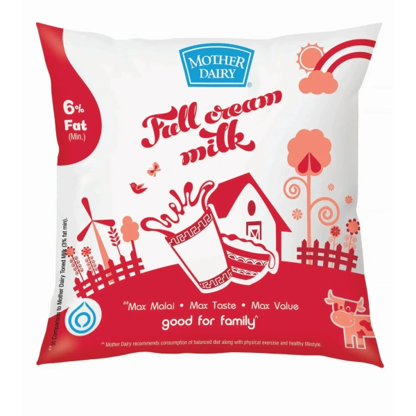 Mother Dairy Full Cream Milk - 2 Ltr Pack