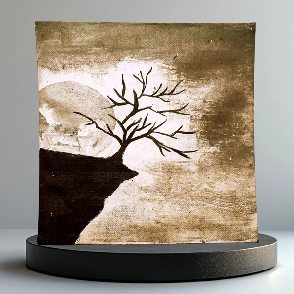 Tanu's Creations Acrylic Canvas painting - Gray