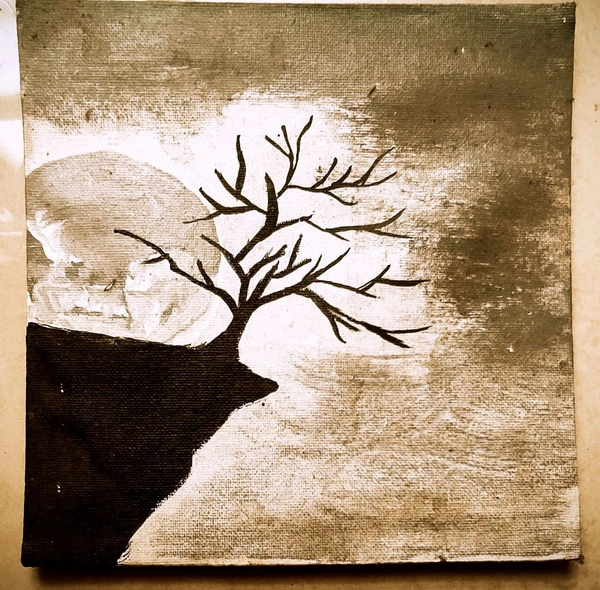 Tanu's Creations Acrylic Canvas painting - Gray