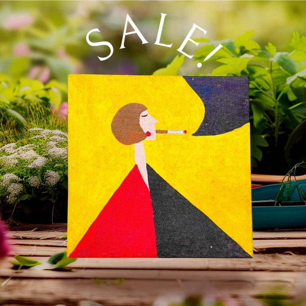 Tanu's Creations Canvas abstract Art - Yellow, 10inc