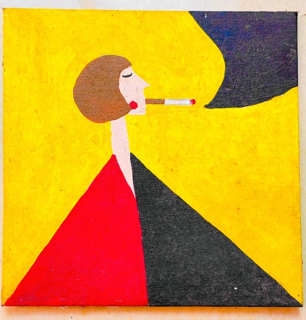 Tanu's Creations Canvas abstract Art - Yellow, 10inc