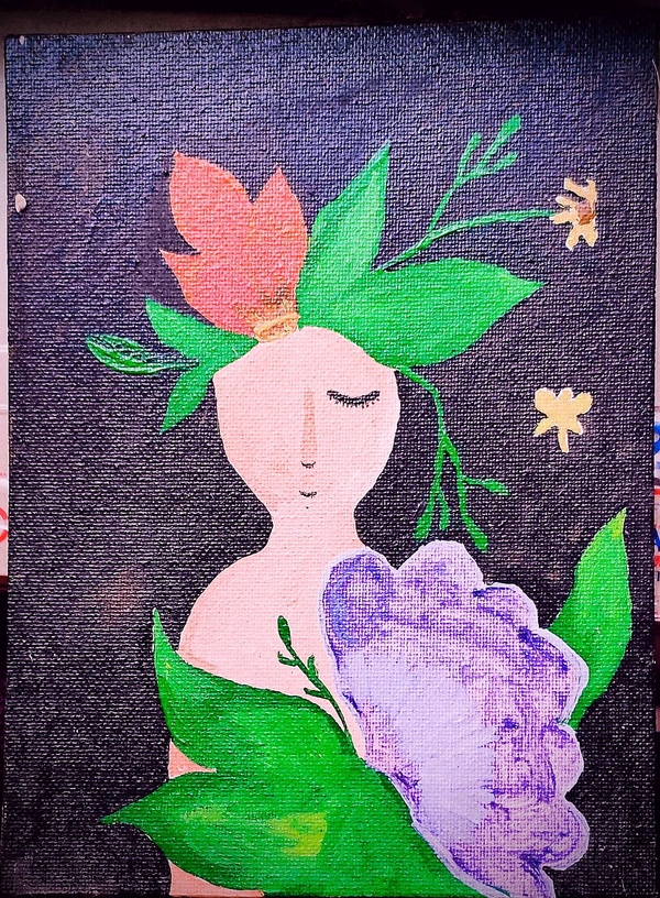 Tanu's Creations Canvas Acrylic Painting - Black