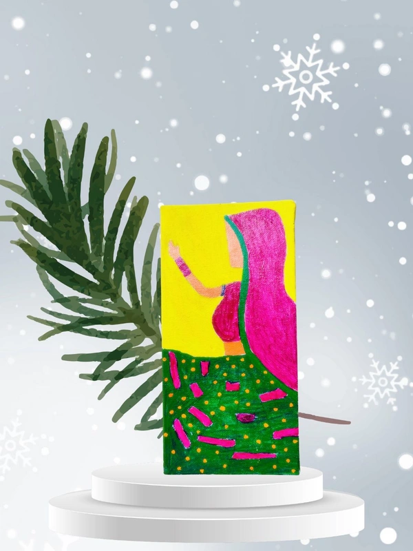 Tanu's Creations Acrylic Rajasthani Painting - Magenta / Fuchsia, 19