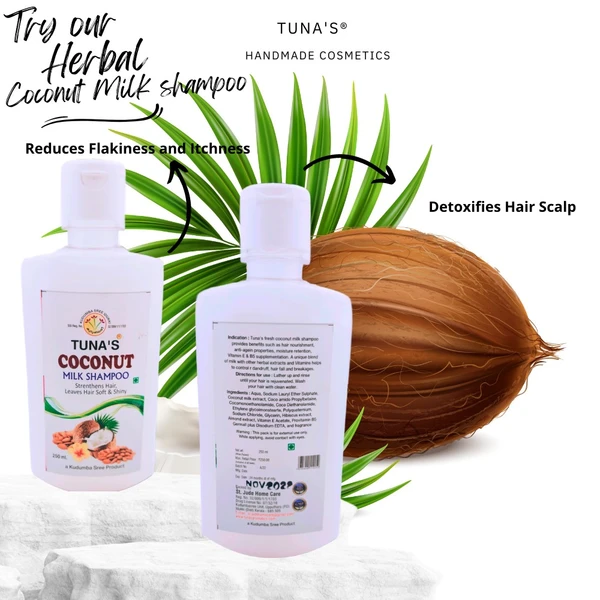 Tuna's® Coconut Milk Herbal Shampoo For Hair Growth - Herbal, 250ML