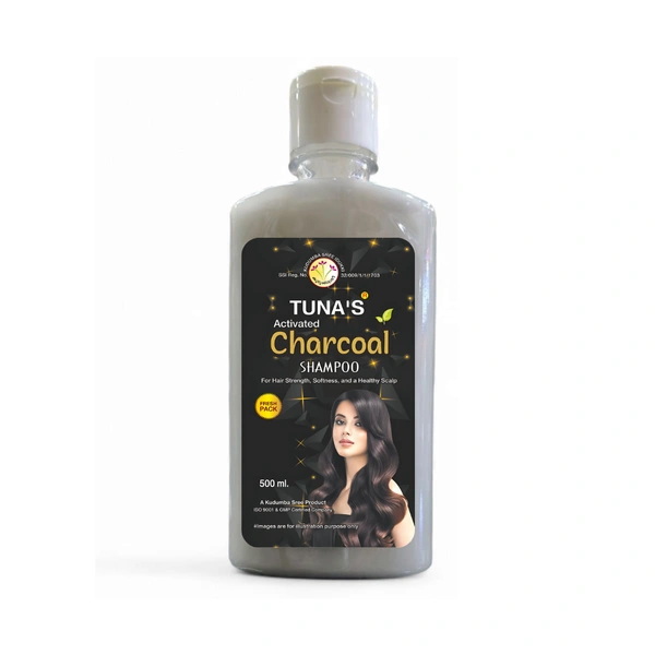 Tunas Tuna's Herbs Infused Activated Charcoal Shampoo | For Silky & Strengthen Hair - 500ML
