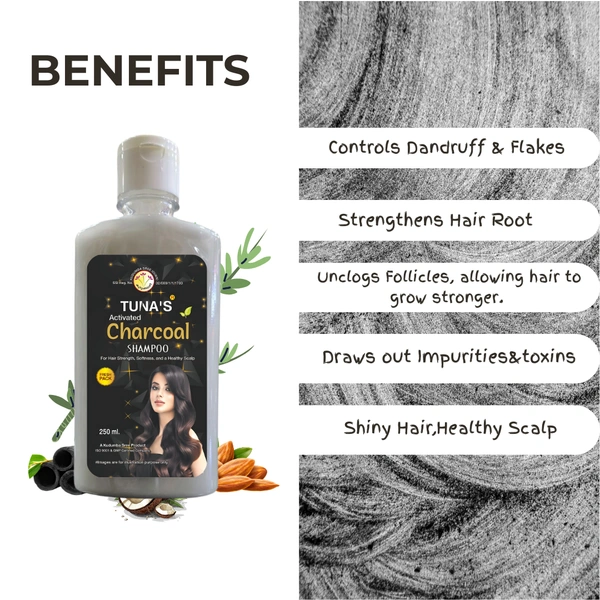 Tuna's Activated Charcoal Shampoo | For Silky and Soft Hair | Helps to Reduce Hair  Breakage | SLS PARABEN FREE - 250ML