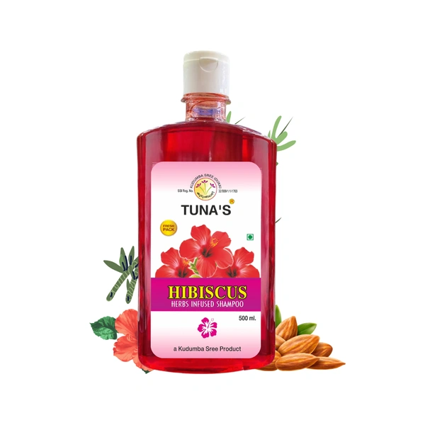 Tuna's® Herbs Infused Hibiscus Shampoo For Hair Strength | SLS PARABEN FREE - 500ML
