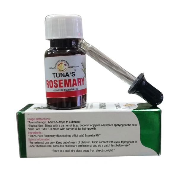 Tunas Rosemary Essential Oil | For Hair Thick & Voluminous Hair* | For Skin Care 15ml