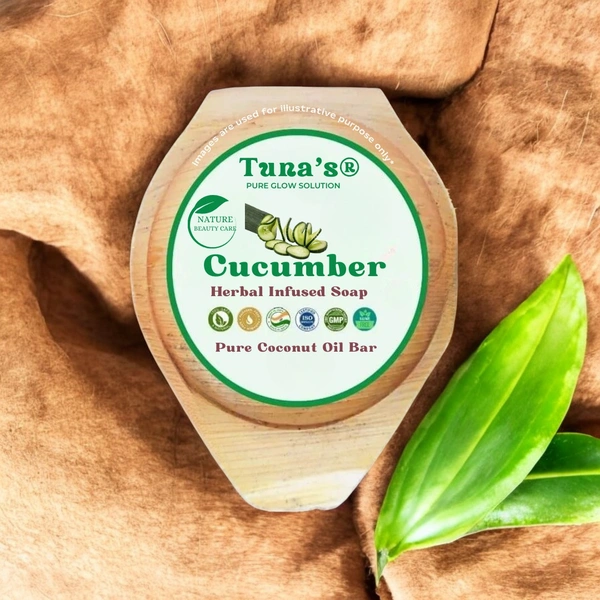 Tuna's® Tunas Cucumber Soap | Replenishes Moisture | Improves Skin Tone | Free From Animal Fats Like Tallow or Lard etc..100gm