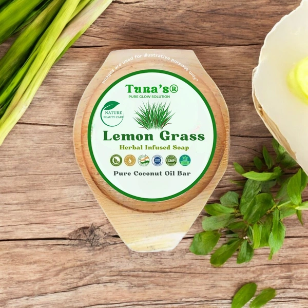 Tuna's® Tunas Lemon Grass Soap | Odour Control | Revives Skin | Free From Animal Fats Like Tallow or Lard etc..100gm