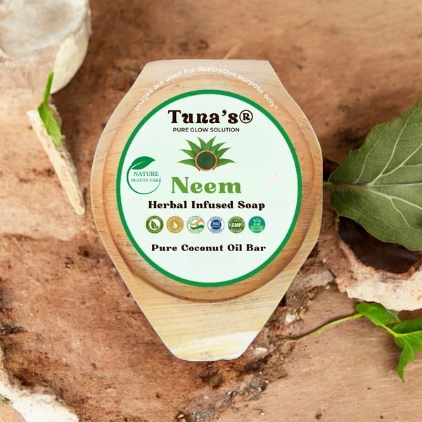 Tuna's® Tunas Neem Soap | Anti Bacterial Care | Purifies Pores | Free From Animal Fats Like Tallow or Lard etc..100gm