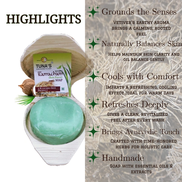 Tuna's® Tunas Ramacham Soap | Cool & Calm | Refreshes Body | Free From Animal Fats Like Tallow or Lard etc..100gm