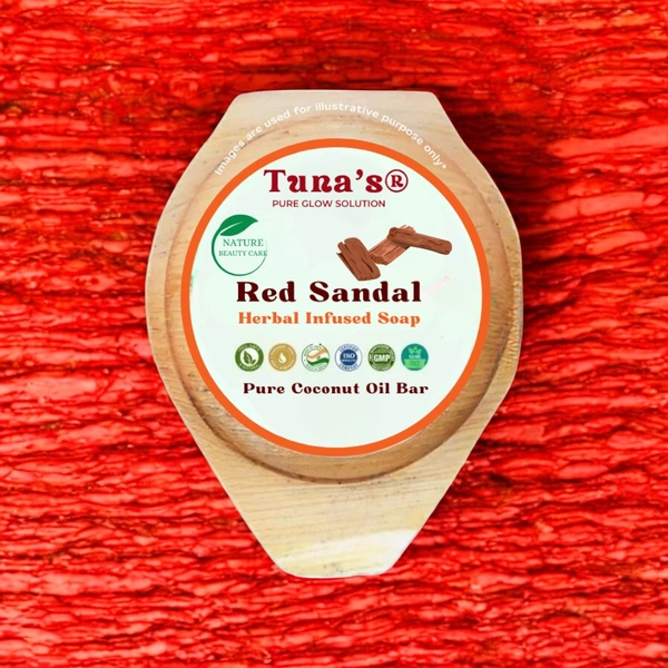 Tuna's® Tunas Red Sandal Soap | Reduces Tiny Pimpe Marks | Glow Peel | Free From Animal Fats Like Tallow or Lard etc..100gm