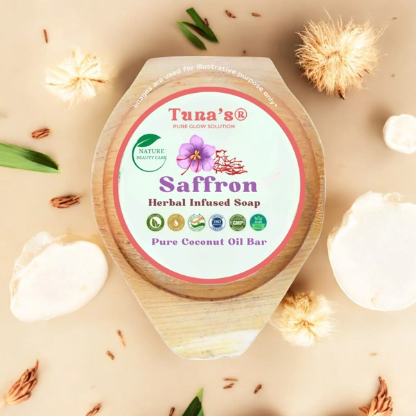 Tuna's® Tunas Saffron Soap | Radiance Boost | Golden Glow | Free From Animal Fats Like Tallow or Lard etc..100gm
