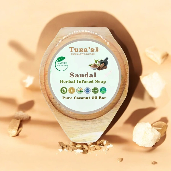 Tuna's® Tunas Sandal Soap | Brightens Skin | Smooth Texture | Free From Animal Fats Like Tallow or Lard etc..100gm