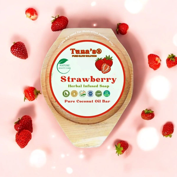 Tuna's® Tunas Strawberry Soap | Soft Glow | Soft & Supple | Free From Animal Fats Like Tallow or Lard etc..100gm