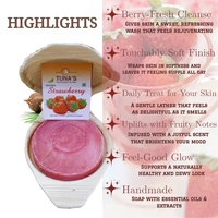 Tuna's® Tunas Strawberry Soap | Soft Glow | Soft & Supple | Free From Animal Fats Like Tallow or Lard etc..100gm