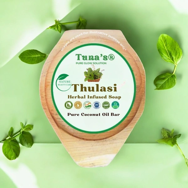 Tuna's® Tunas Tulasi Soap | Deep Purify | Calms Irritation | Free From Animal Fats Like Tallow or Lard etc..100gm
