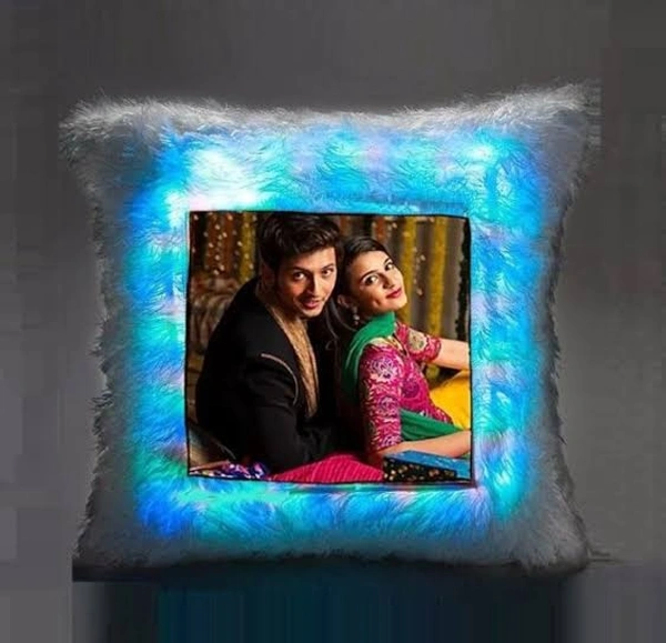 Led Square Shape Pillow  - Gray, 16Inch