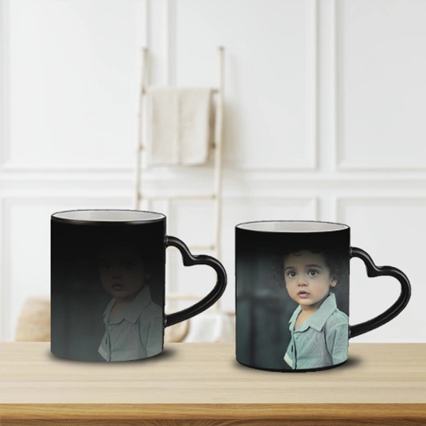 Heart Handle Magic Mug 11oz - Black, 11oz