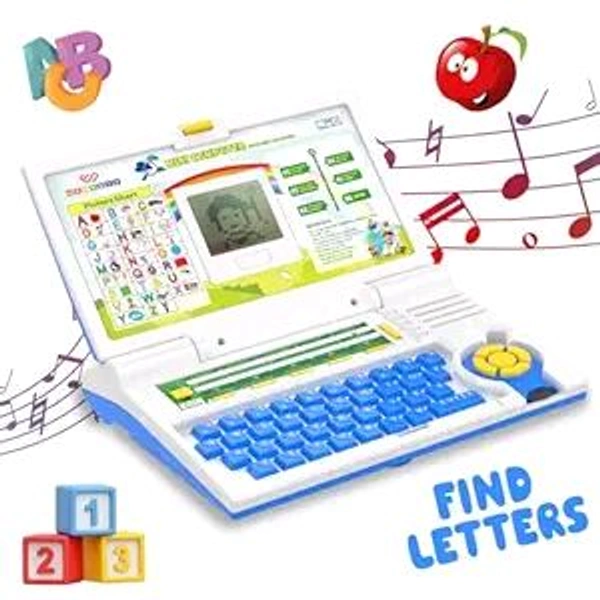 Wembley Educational Computer Laptop Toy for Kids Ages 3 and Up - Featuring 20 Fun Learning Activities - Explore Letters, Words, Games, Mathematics, Music, Logic, and Memory Tools - Blue - ‎kids laptop
