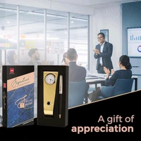 Cello Signature Corporate Gift Set | Blue Ink | 1 Ball Pen + 1 Golden Finish Table Clock with Pen Holder | Premium Metal Pen for Gift | Stylish Corporate & New Year Gifts for Men & Women - 2 count (Pack of 1)