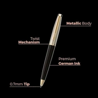 Cello Signature Corporate Gift Set | Blue Ink | 1 Ball Pen + 1 Golden Finish Table Clock with Pen Holder | Premium Metal Pen for Gift | Stylish Corporate & New Year Gifts for Men & Women - 2 count (Pack of 1)