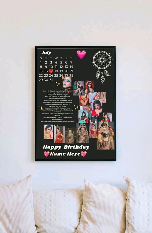 Birthday Calendar Poster for Girls (Custom Collage) - 12×18