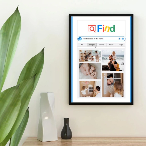 Best Dad in the World" Custom Photo Collage Frame – Search-Themed Father's Day Gift