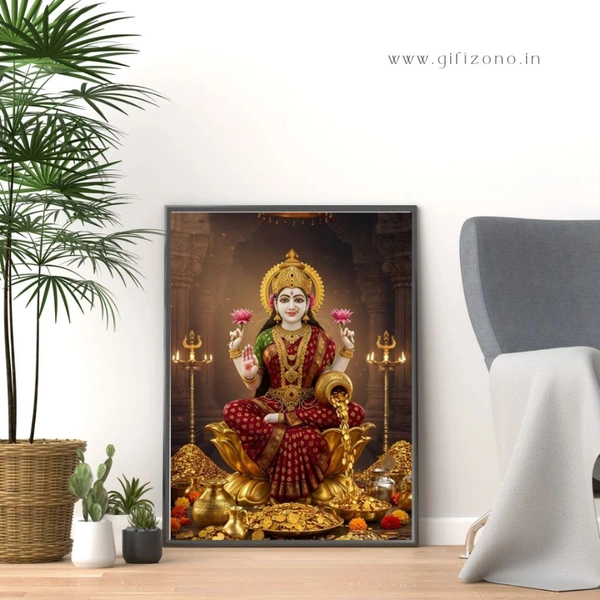 Goddess Lakshmi Wall Art | Divine Wealth & Abundance Framed Poster"