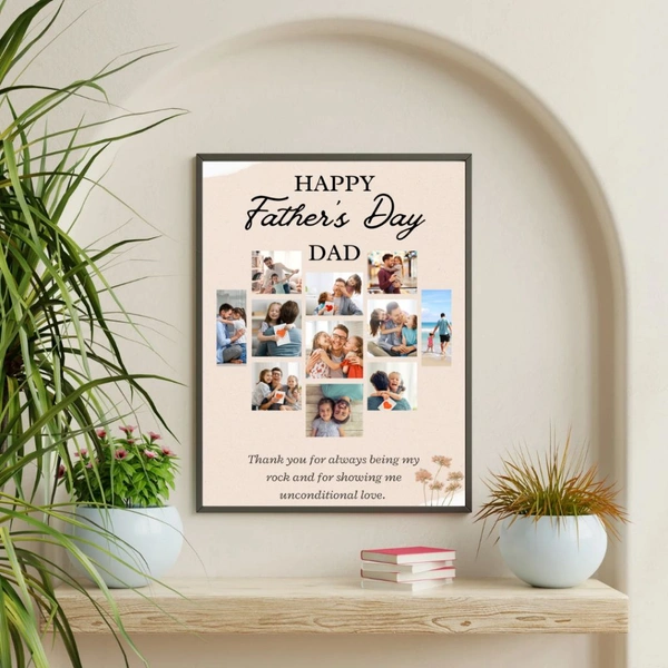 Personalized Father's Day Photo Collage Frame – “Thank You Dad” Wall Decor Gift
