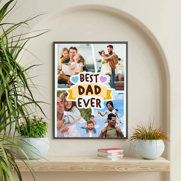 Best Dad Ever – Cute & Colorful Personalized Photo Collage Frame

