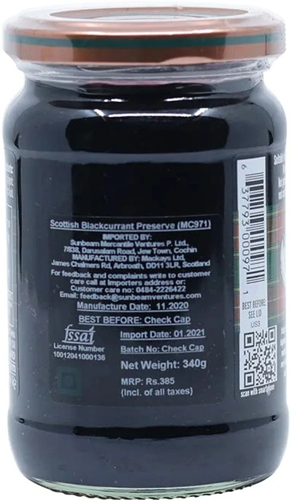 Mackays Scottish Blackcurrant Preserve340g