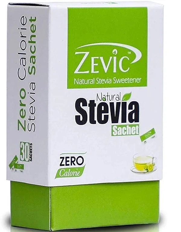 Zevic Natural Stevia Sweetener Sugar Free Natural Stevia Satchets 30pc